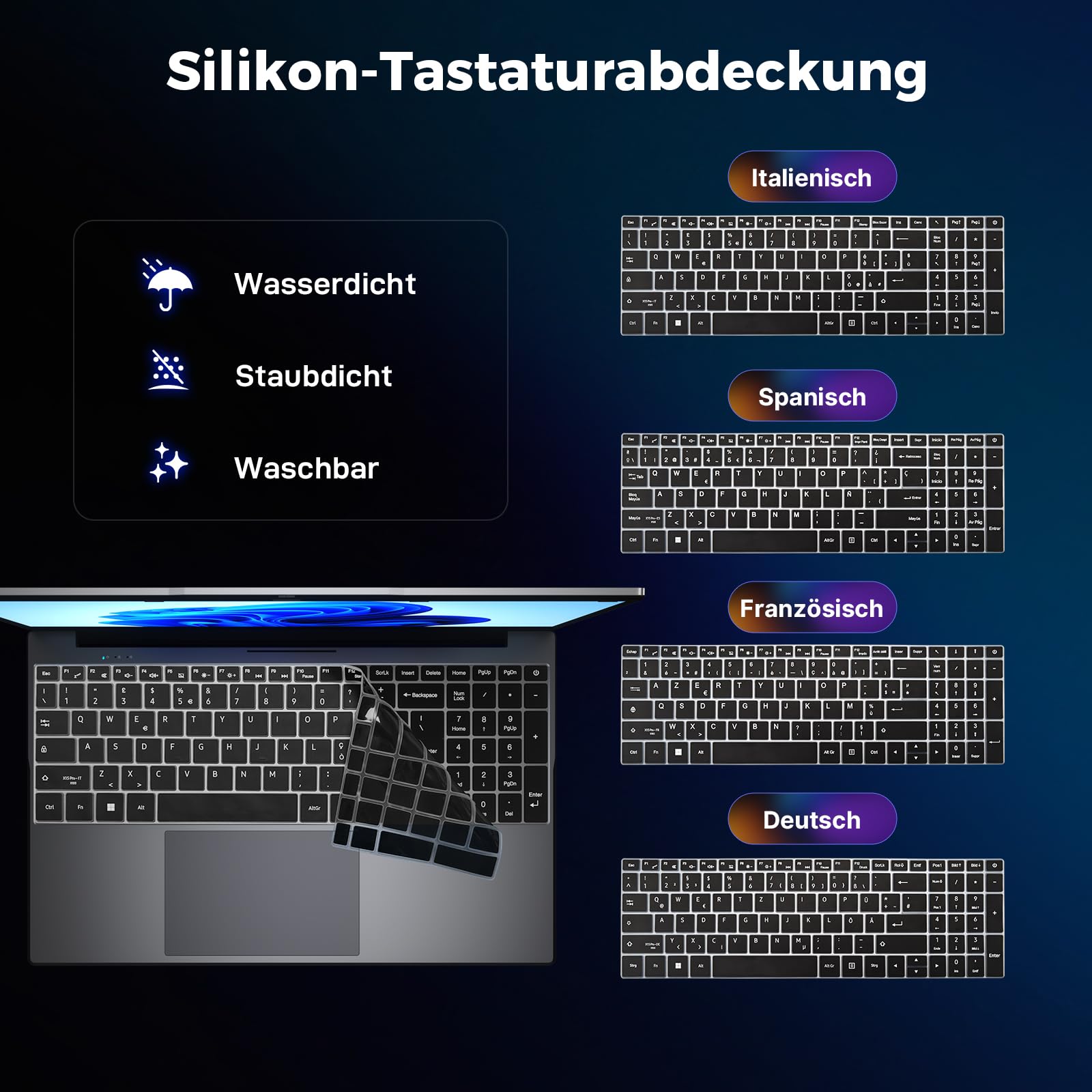 BMAX Laptop 15.6 Zoll Full HD Display N95 CPU 4 x 3.4 GHz 512GB SSD 12GB LPDDR5 USB3.2x2 HDMI Webcam Bluetooth WLAN Win11 Pro 64 Bit Notebook für Schüler und Büro mit Deutsche Tastaturschutzfolie