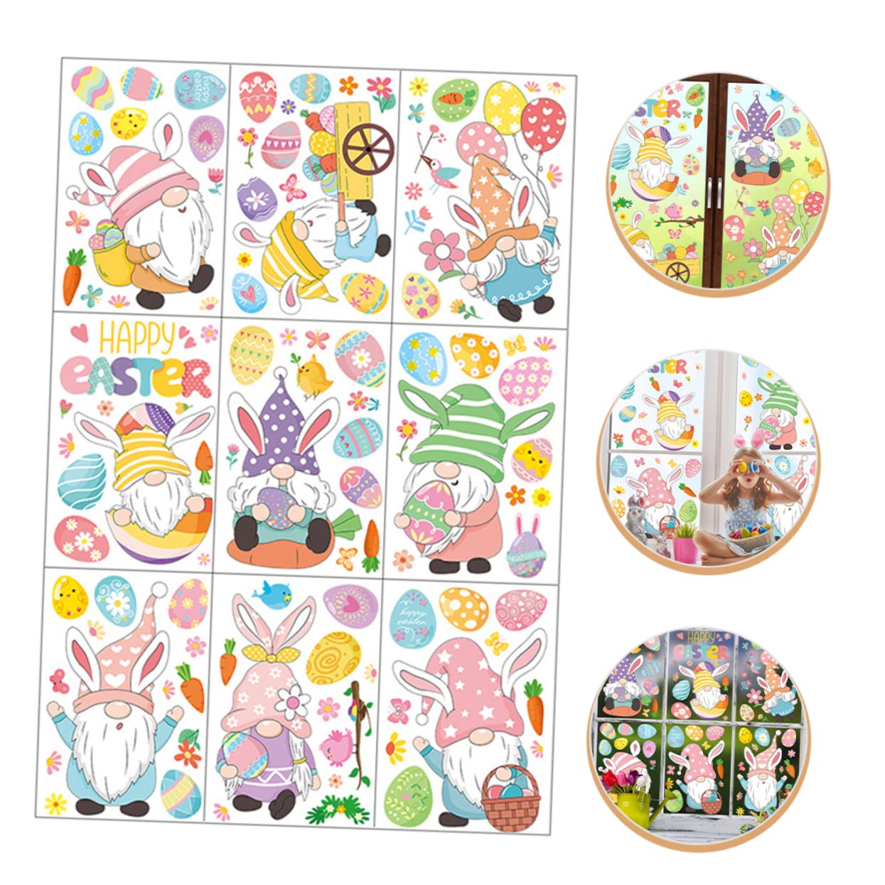 MAGICLULU 4 Juegos Etiqueta De La Pared De Pascua Tinte Puerta De Navidad Pegatinas Decoración Etiqueta De La Ventana Del Festival Ventana De Conejito Se Aferra Huevo De Polivinilo