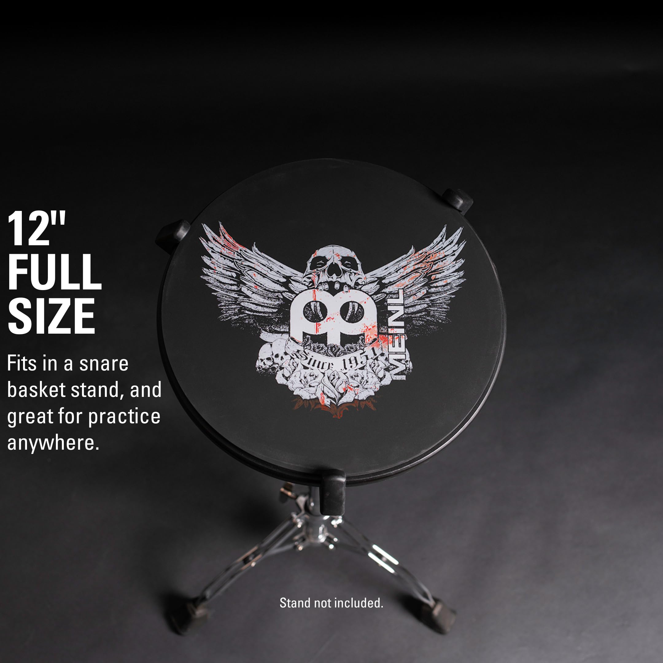 Meinl Cymbals Drum Jawbreaker Practice Pad 12 Zoll (30,48cm) Schlagzeug Trommel Übungspad – Medium Rebound, Natürliches Spielgefühl – Schlagzeug Zubehör, Schwarz (MPP-12-JB)