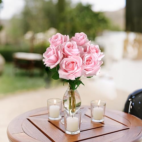 Miniatura 97 de Eyamumo Flores falsas, rosas artificiales de seda sintética al tacto real para decoración de bricolaje, fiesta de boda, decoración de oficina