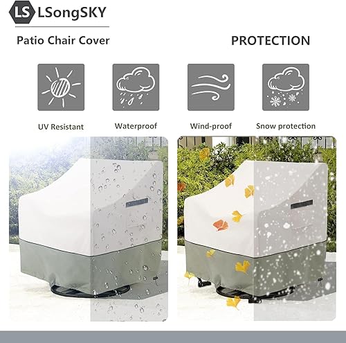 Miniatura 17 de Funda para mesa auxiliar para exteriores, impermeable, rectangular, para patio, pequeña, 36 x 24 x 16 pulgadas, fundas rectangulares impermeables