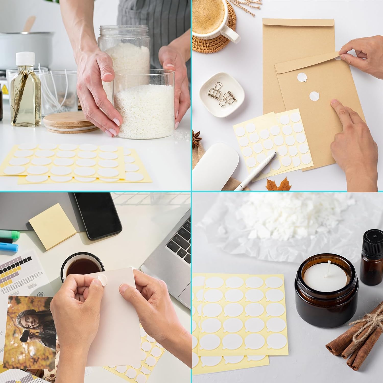 1200PCS Candle Wicks for Candle Making, Candle Wick Stickers, Heat Resistance Double-Sided Stickers with The Little ”Tail “, Stickers for Candle Making (Pack of 2)