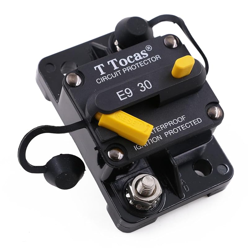 Disjuntor automotivo T Tocas 30 A 12–72 V DC com rearme manual – 1 unidade