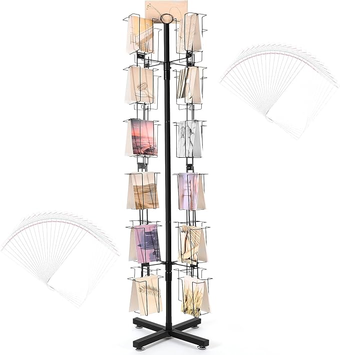 Amazon.com: Barydat 48 Pockets Greeting Card Display Stand Portable ...
