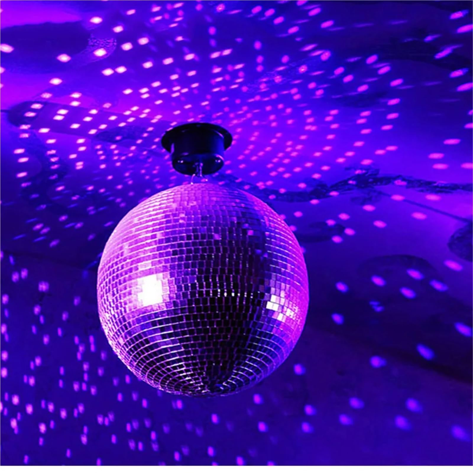 Boule à facettes rotative en verre, effet disco coloré et brillant, idéale for les mariages, les fêtes de Noël et l'éclairage DJ.(20cm)
