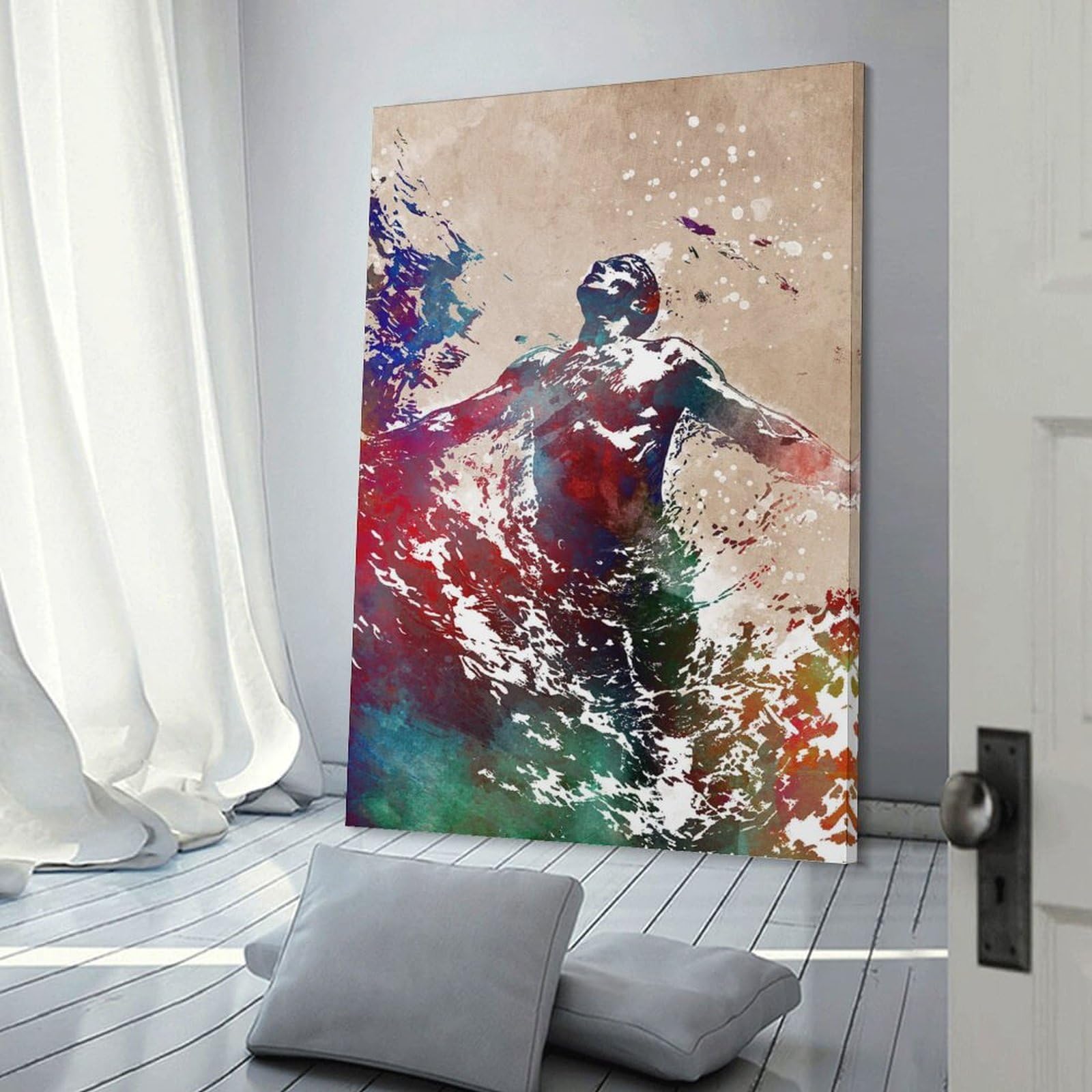 Junmoney Room Decor Wall Art Swimmer Sport Art, 16x24inch(40x60cm), for Gallery Wall Layouts in Home Or Office, Home Wall Art for Statement Displays