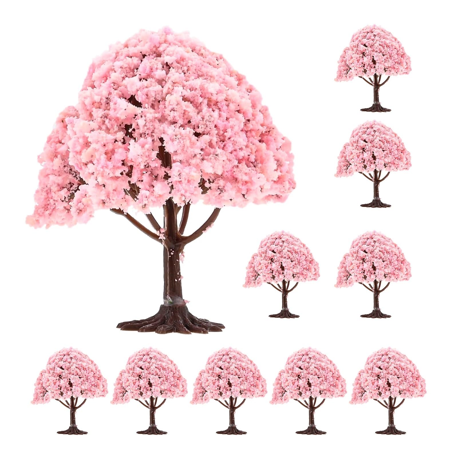 DUNSBY Model Trees 10pcs Flower Tree Model Train Scenery Architecture Cherry Blossom Trees For DIY Sand Table Crafts Building Landscape