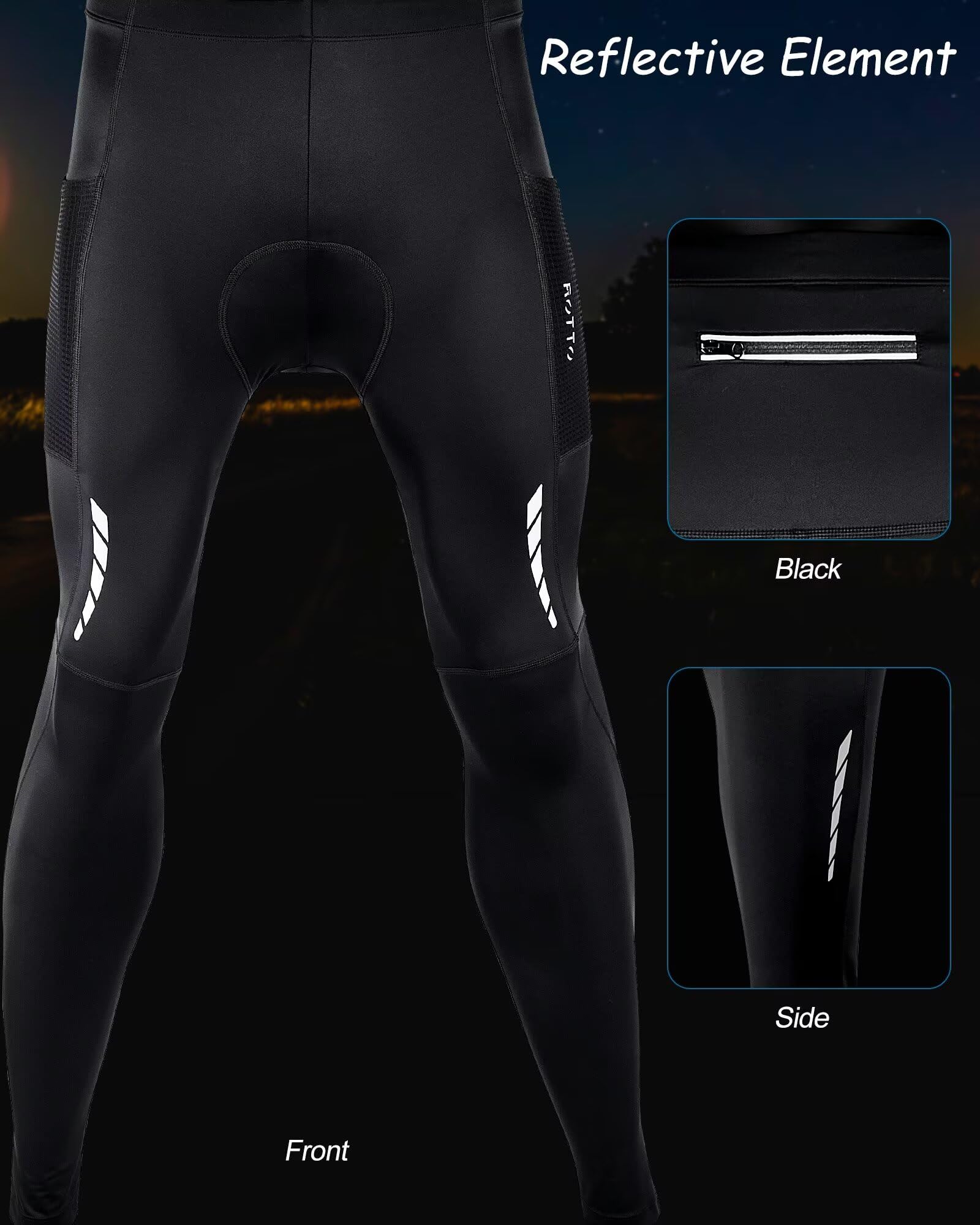 ROTTO Pantalons Cyclisme Homme Hiver Bicyclette Collants Coussin Silicone 3D