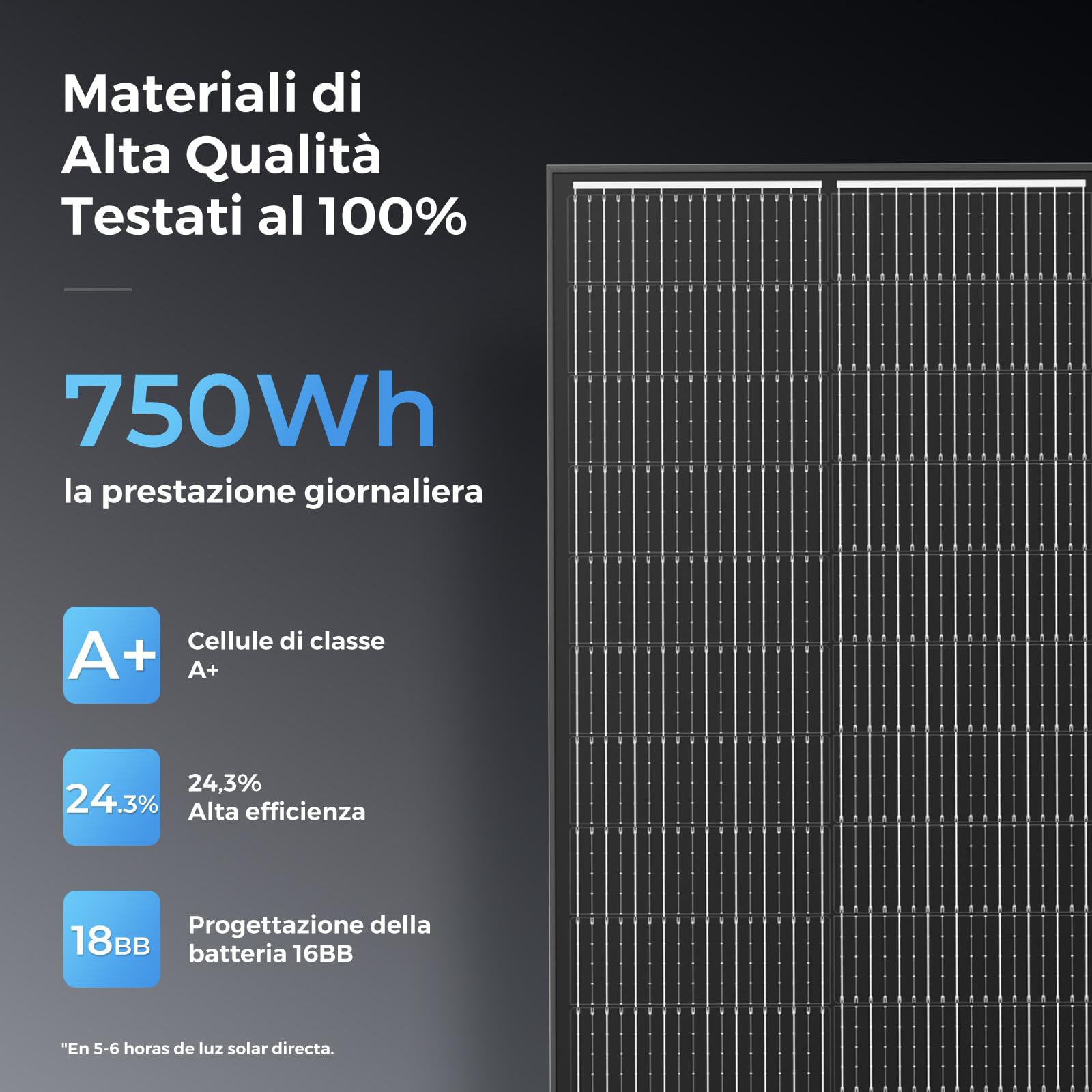 Pannello solare monocristallino da 150 W, 12 V, modulo solare da 150 W, ideale per caricare batterie da 12 V, per camper, giardino, camper, barca e tetto della casa (150W*2)