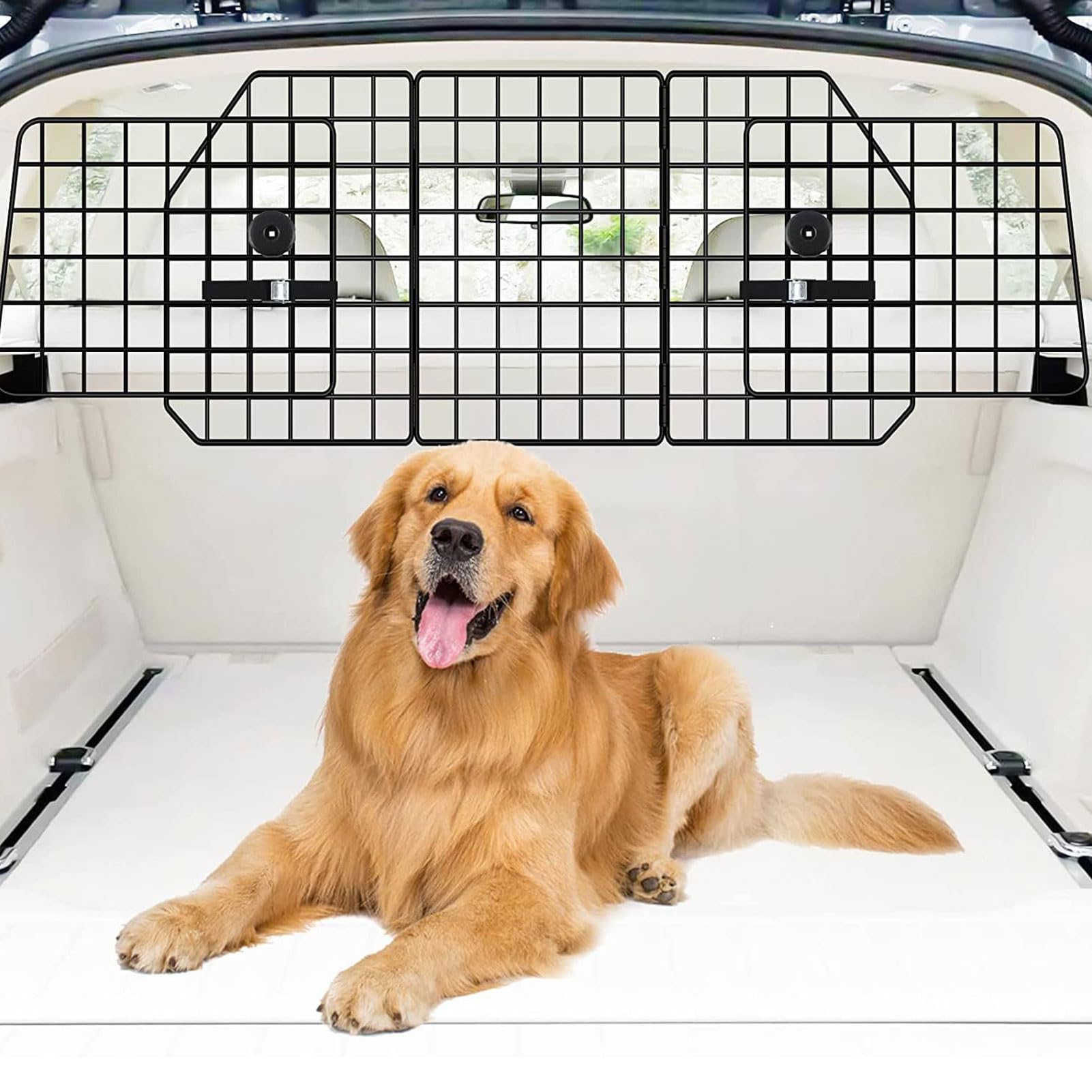 Bediffer Barrera para Coche para Perros, Divisor de Hierro Ajustable para