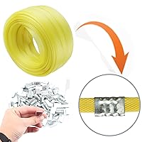 Vista 6 de Correa de polietileno, fleje de polipropileno, 320' de largo, 1/2" de ancho, 330 libras. Resistencia a la rotura (amarillo), 100 piezas de 5/8