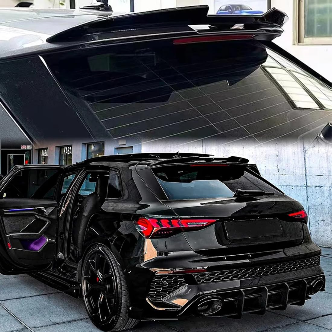 ABS/Spoiler Posteriore per Tetto Auto per Audi A3 S3 RS3 8Y Sportback 2020-2024, alettone Posteriore Hatchback, Spoiler Antivento Fisso, 1 Pezzo