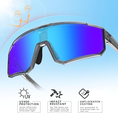 Miniatura 4 de Gafas de sol deportivas polarizadas, protección UV400, para exteriores, para hombres, mujeres, jóvenes, béisbol, ciclismo, correr, conducir, golf