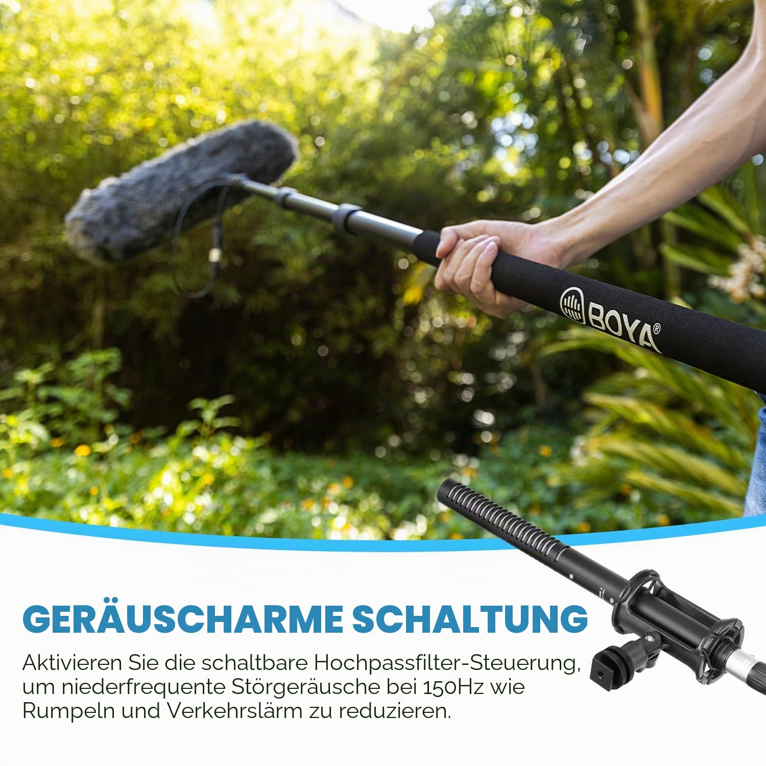 BOYA XLR Mikrofon BY-BM6060, Shotgun Kondensatormikrofon 24 48V Phantomspeisung für Kamera Film Interview ENG/EFP Außenaufnahmen