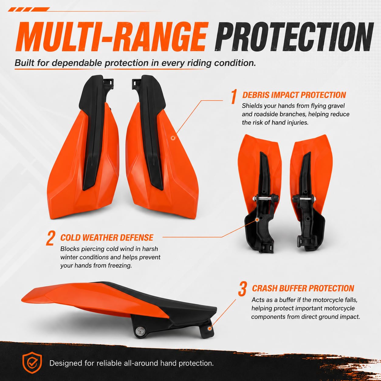 Protege Main Moto, Protege Main Moto Cross, Protection Guidon Poignet Moto Cross Protege Main pour KTM SX SXF EXCF 50 65 85 125 150 250 350 450 500 2017-2020 XCW XCF XC-Orange