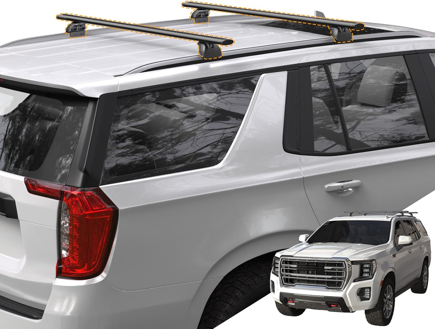 Snailfly Lockable Aluminum Roof Rack Cross Bars for 2021-2026 Chevy Tahoe, Suburban, GMC Yukon, Cadillac Escalade - 330lbs Capacity, No-Drill Install