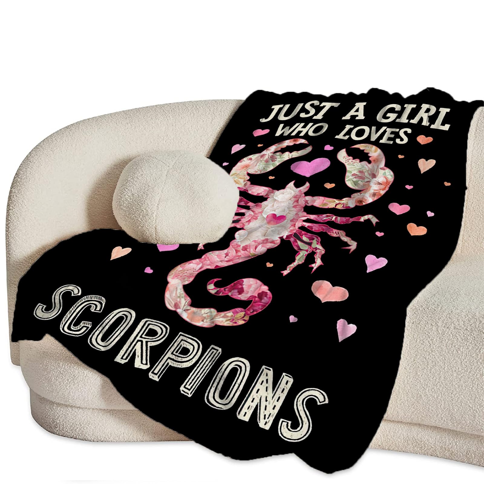 Scorpions Throw Blanket Just A Girl Loves Scorpions Blanket Fuzzy Soft Plush Cozy Fleece Warm Gift for Girls Boys Child Women Stuff Decor for Bedding Sofas Couch 50