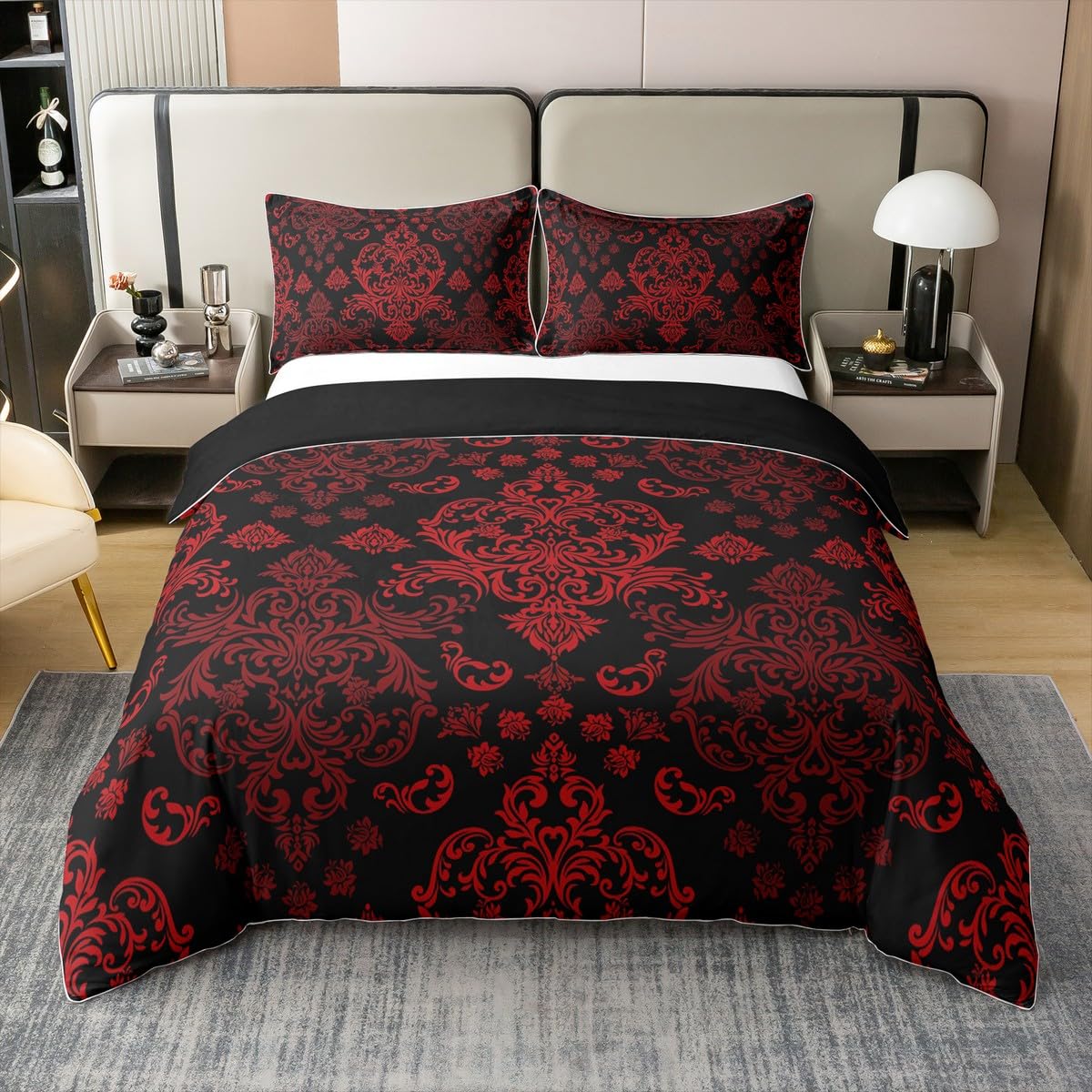 Housses de couettes filles garçons adultes style bohème rouge