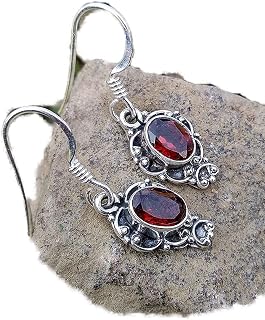 Garnet Earrings, 925 Sterling Silver, Wedding & Engagement Earrings, Fashionable Jewelry, Christmas day Gift, Beautiful Red Jewelry, Dangle Earrings, Trending Earrings, Extraordinary Earrings, Gift