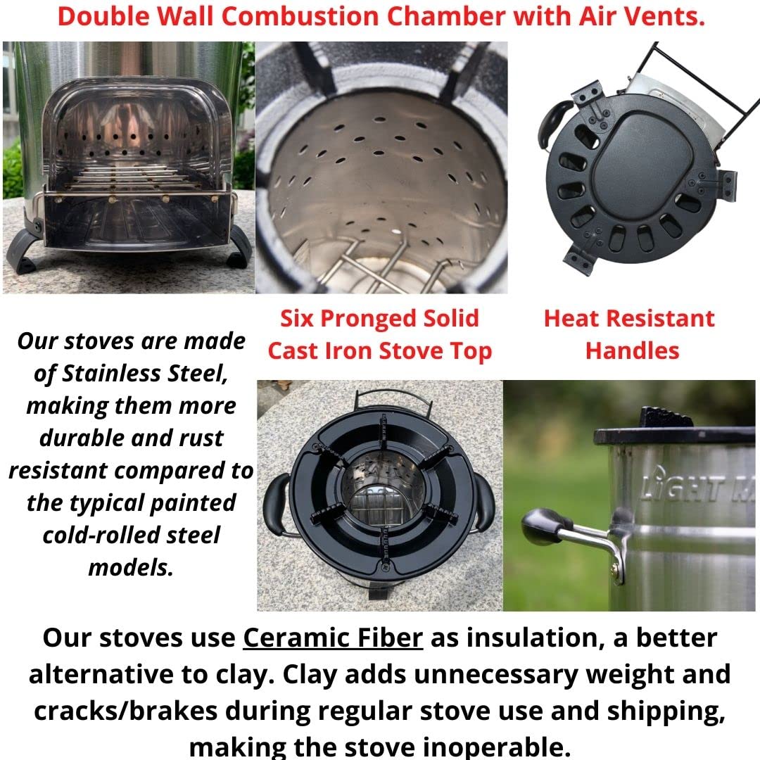 Amazon.com: Light Me Bright Portable Outdoor Wood Stove - Rocket Stove Wood  Burning Stove for Outdoor Events, Camping, Backyard Cooking, Survival,  Emergency Preparedness. Outdoor Cooking Stove, Small Wood Stove. : Sports u0026