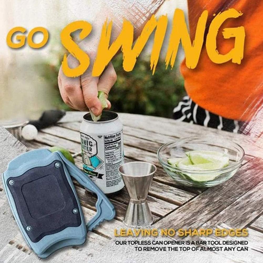 ANATYU Go Swing Topless Can Opener Bar Tool, Safe Cut Can Opener, Manual Smooth Edge Can Opener, Portable Easy to Use, No Sharp Edges Leaving, Food Grade Stainless Steel, for 8-19 oz Beverage Cansns