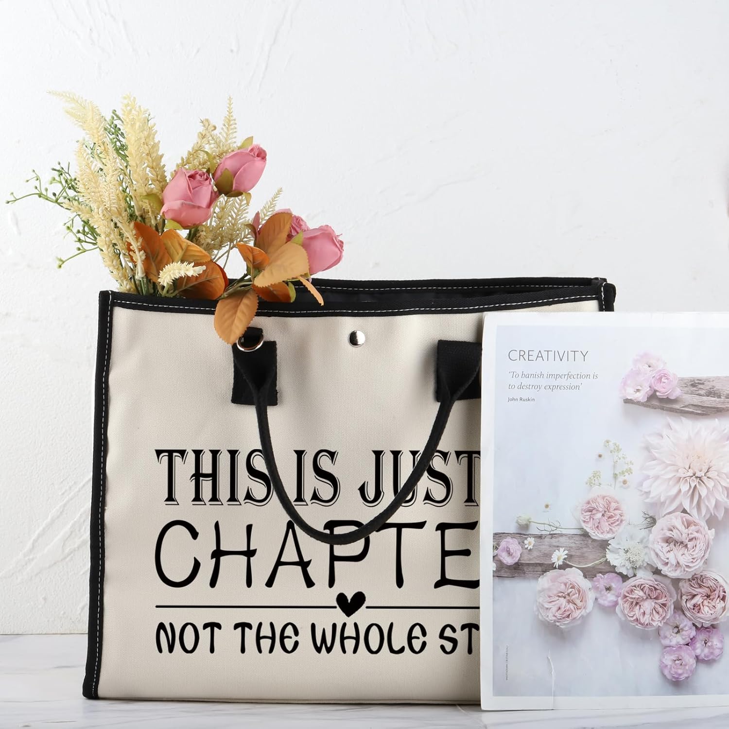 BDPWSS Reading Lover Tote Bag Bookworm Gift This Is Just A Chapter Not The Whole Story Inspirational Shoulder Bag For Bookish