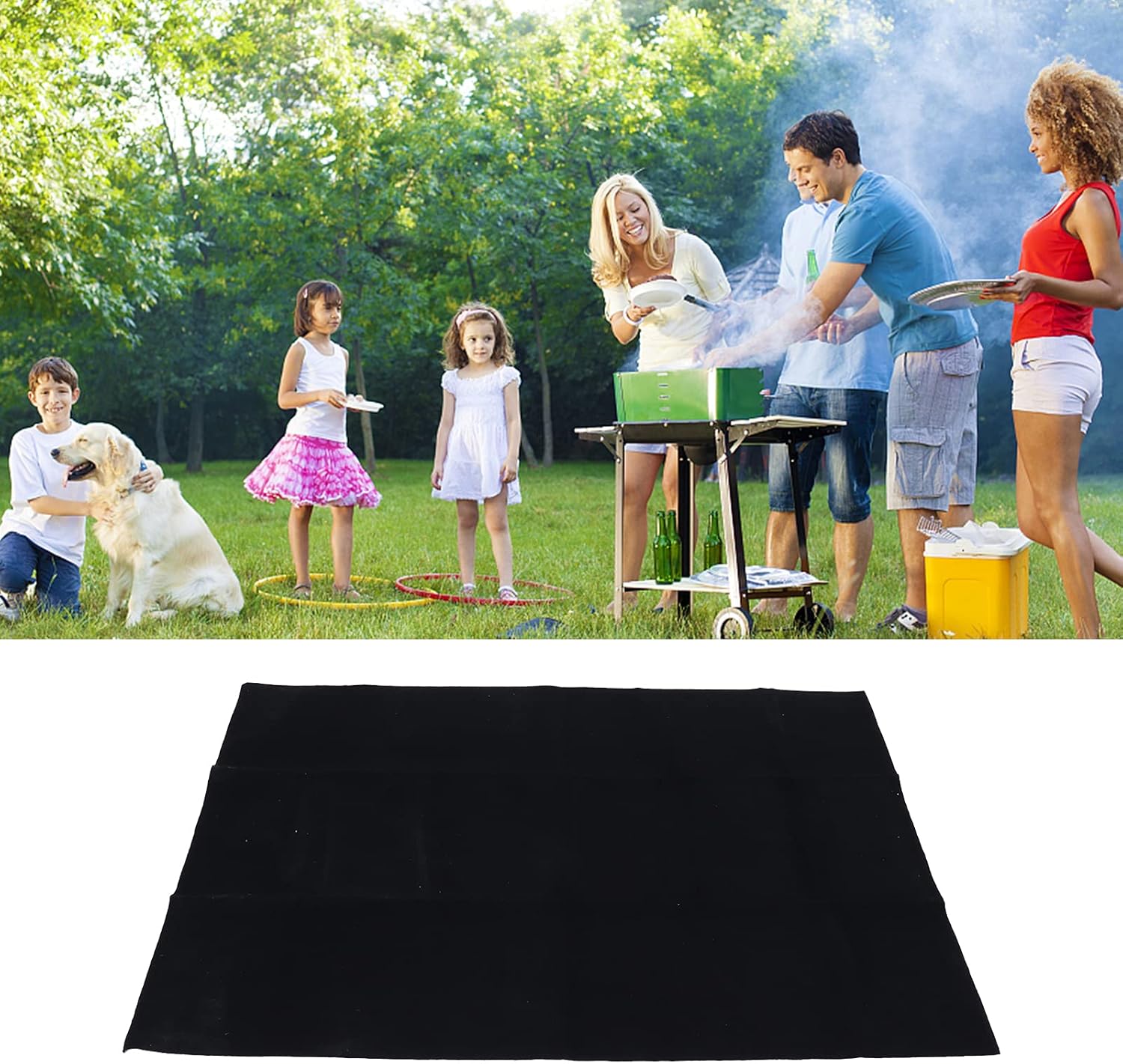 Tyenaza Charcoal Grill Mat, 50x35.8 Inch Fireplace BBQ Floor Mat Fire Retardant OilProof Non-Slip Charcoal Grill Pad