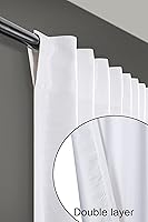 Vista 2 de HOMIDATE Cortina blanca con forro Texo en la parte trasera, cortinas de algodón blanco, cortinas de sala de estar de 84 pulgadas, cortinas