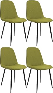 CLP Set de 4 sillas de Comedor Acolchadas Maryam, sillas de Cocina con Respaldo, soportan hasta 150 kg para Cocina, salón y Dormitorio, Color:Verde Claro, Material:Tela