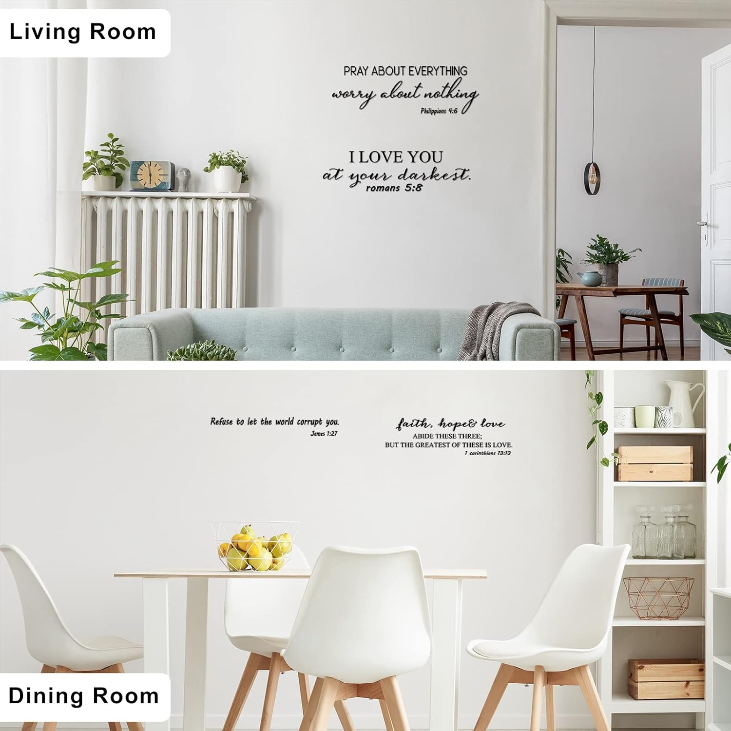 12 Styles Bible Verse Wall Decals Inspirational Decals Peel and Stick Vinyl Christian Stickers Prayer Wall Decor Butterfly Quotes Decor Art Sticker for Bedroom(Black)