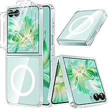 Phoona Magnetic Case for Samsung Galaxy Z Flip 7 Compatible with MagSafe, Shockproof Anti-Scratch Hard PC Back, Military Protection TPU Bumper Case with 2 Transparent Tempered Glass