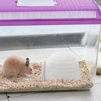 Small Hamster House for Cage - Cooling Resin Enclosure for Gerbils, Chinchilla Resting House, for Pet Parents, Adults, Holder, Study, Office, Living Room, Bedroom, Apartment, Shops