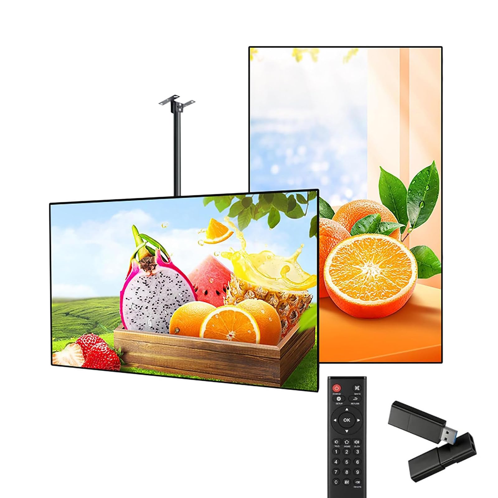 LQQYJSM Wall-Mounted/Ceiling-Mounted Advertising Machines 1920x 1080 IPS Full HD Screen Landscape/Portrait, Digital Signage LCD Monitor Advertising Screen Android System 21.5in