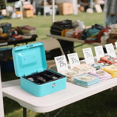 Vista 16 de Jssmst - Caja de dinero pequeña con bandeja, caja con bloqueo, Negro L