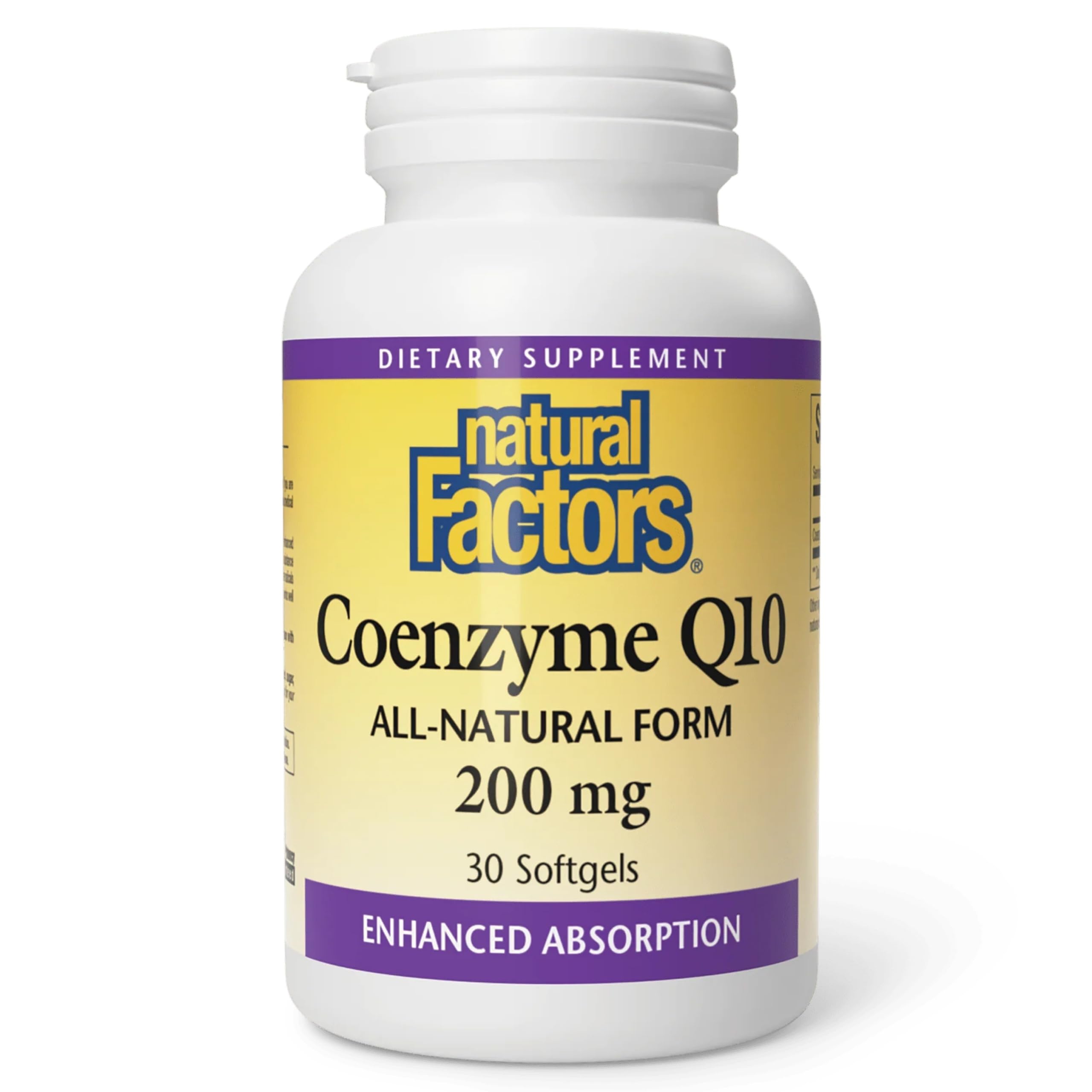 Natural Factors CoQ10 200 mg for Heart & Cellular Energy*, 30 Softgels 30 Count (Pack of 1)