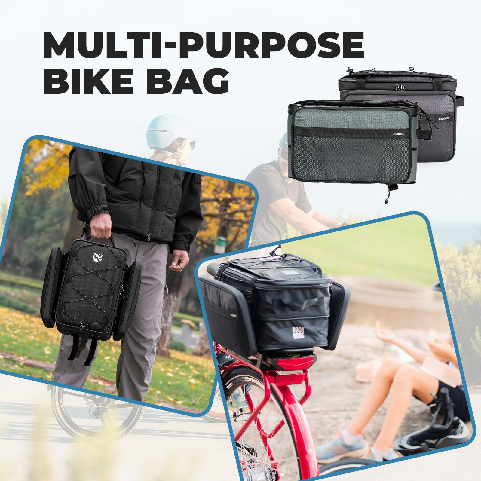 ROCKBROS Road to Sky Sacoche de Porte-Bagages Vélo 15-30L Sacoche Vélo