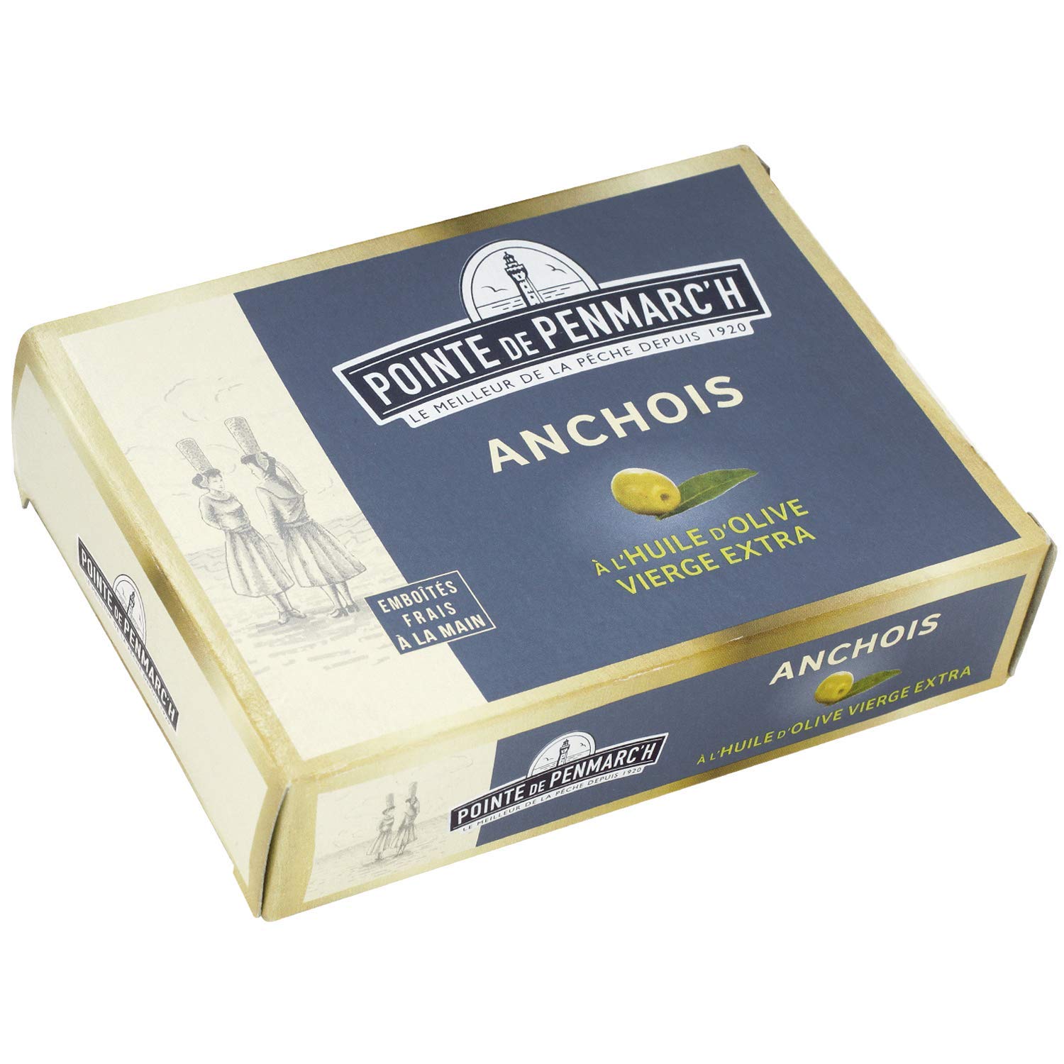 Anchois entiers à l'huile d'olive vierge extra Pointe de Penmarc'h le lot de 6 boîtes de 115 g - Livraison en 2 à 3 jours ouvrés depuis la Bretagne