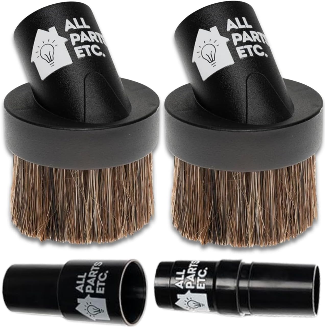 Vacuum Dust Brushes & Adapters – 1.25” Horsehair Dusting Brushes with 1.5” & 1.375” Adapters – Compatible with models 1.25” Shop Vac, Miele, Shark, Bissell, and More