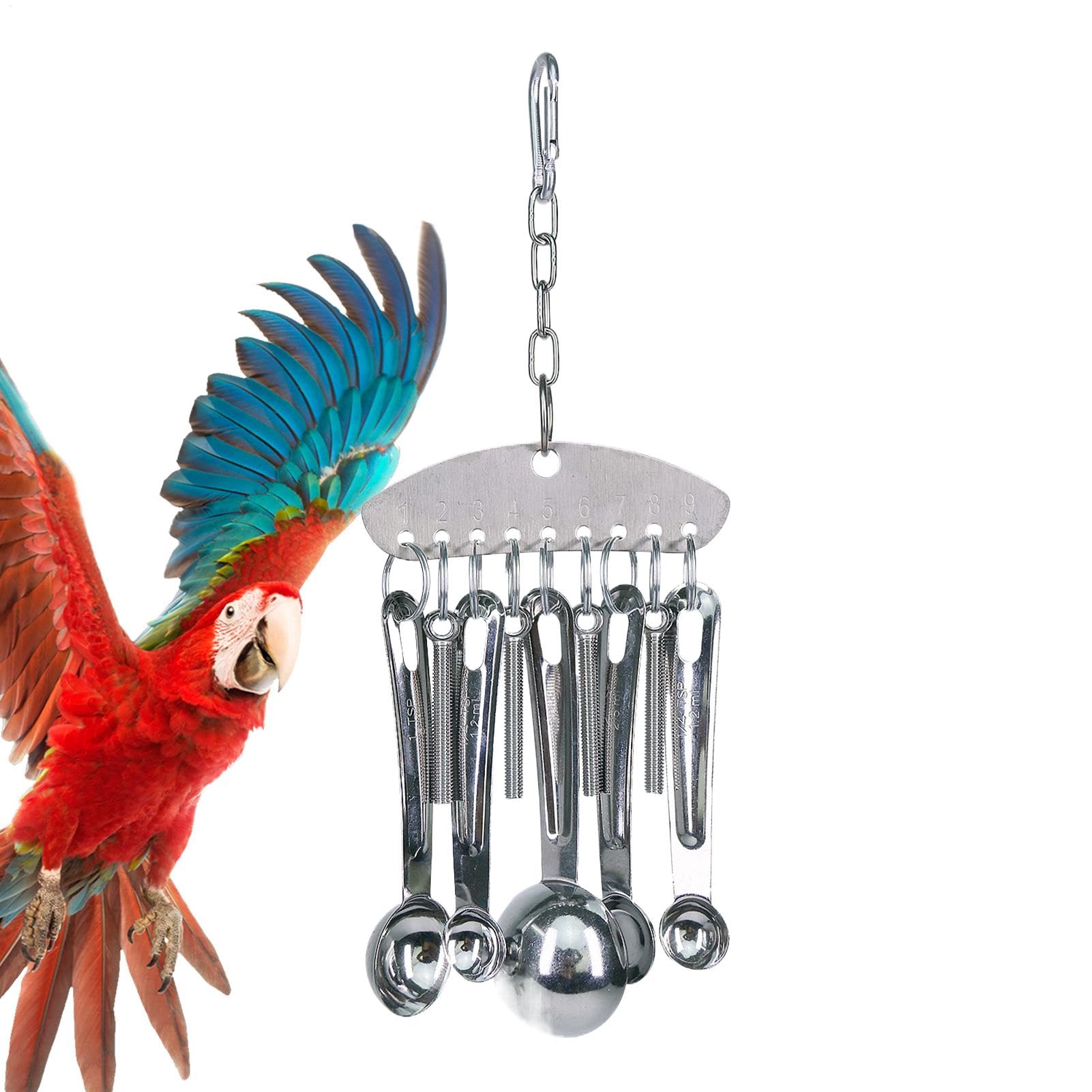 Stainless Steel Bird Toys - Chewing Puzzle Toy, Bell Pendant | Medium Large Parrots Durable, Bird Supplies Parrots Cockatoos, Conures Budgies Lovebirds Boredom Reducing Parrot Play Toy