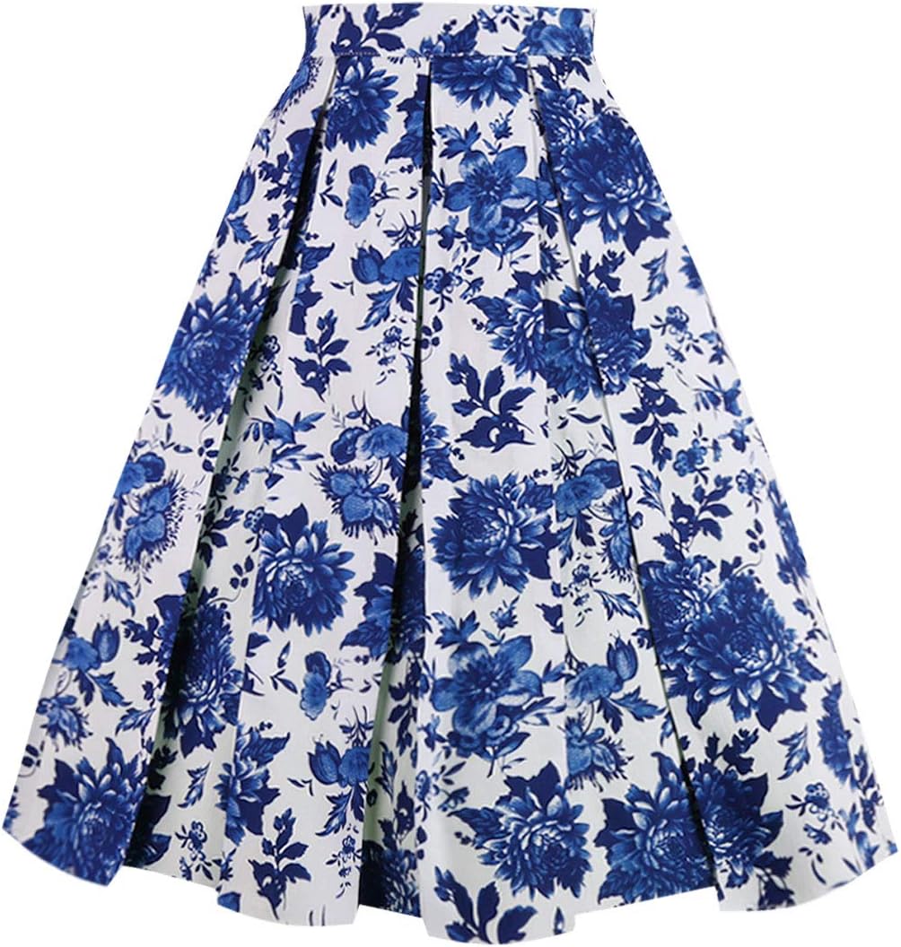 Vintage Pleated Skirt A-line Midi Skirts