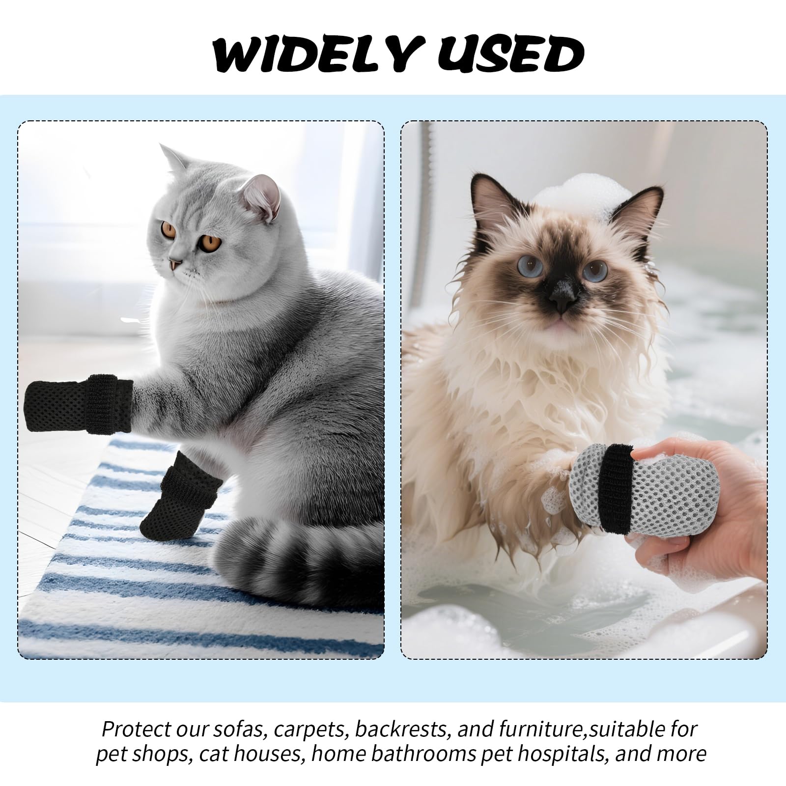8 Stück Katzenkrallenabdeckungen, Schuhe für Katzen, Fäustlinge gegen Kratzen, Socken, verstellbar, atmungsaktiv, Netzstoff, für Welpen, Innenbereich, Pfoten, Kätzchen, Stiefel, geeignet zum Baden und