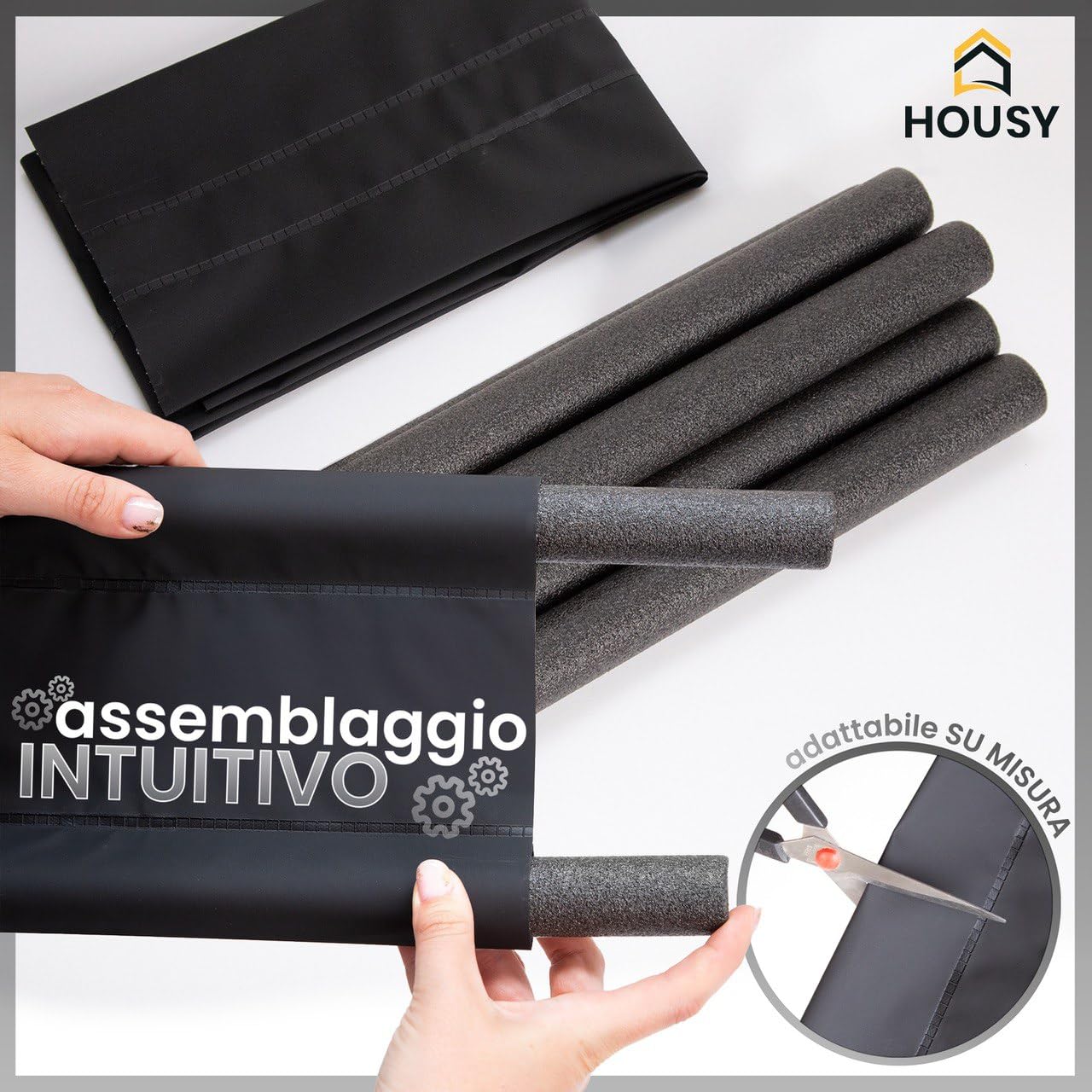 HOUSY Paraspifferi Sottoporta Blindata o Ingresso fino a 10cm di Spessore - Lunghezza Salsicciotto 90cm (Per porte con spessore di 10 cm)
