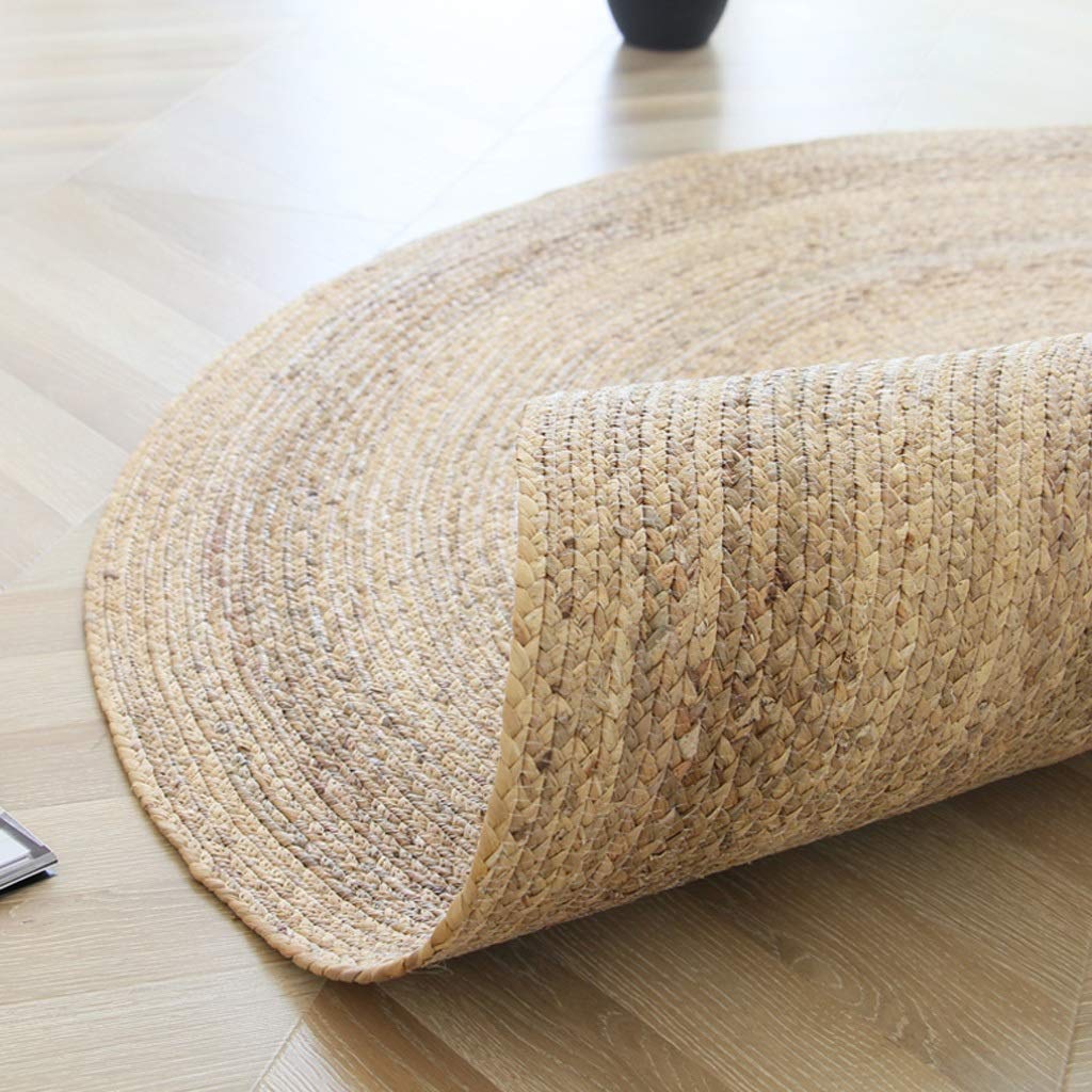 Wen Tapis Rond Tissé À La Main Moderne en Toile De Jute Lavable en Machine Antidérapant Chambre Salon Diamètre 80/100 / 120cm (Size : Diameter 120cm)