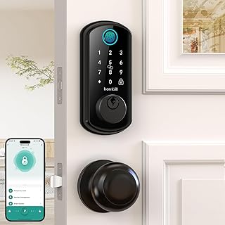 WiFi Smart Door Lock Set: Hornbill Keyless Entry Door Lock Deadbolt with Handle Set Fingerprint Front Door Lock with 2 Kno...