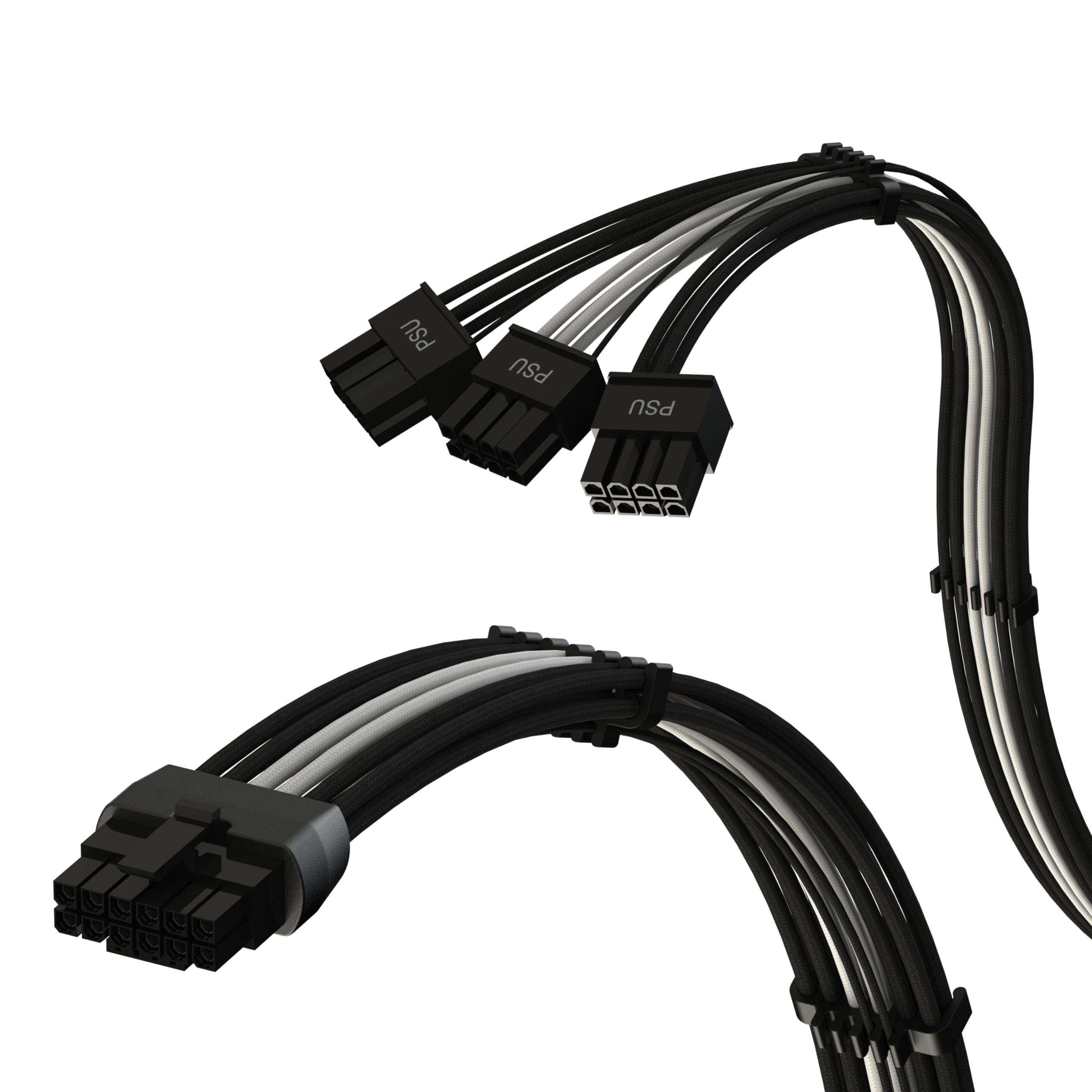 LINKUP - AVA PCIE 5.0 Câble Moulé & Soudé 16 broches (12+4) vers 3x8 broches| 16AWG Gainé |Compatible avec carte graphique RTX50 RTX40 RTX30 FE |Conçu pour les alimentations Corsair/ThermalTake| 70 cm