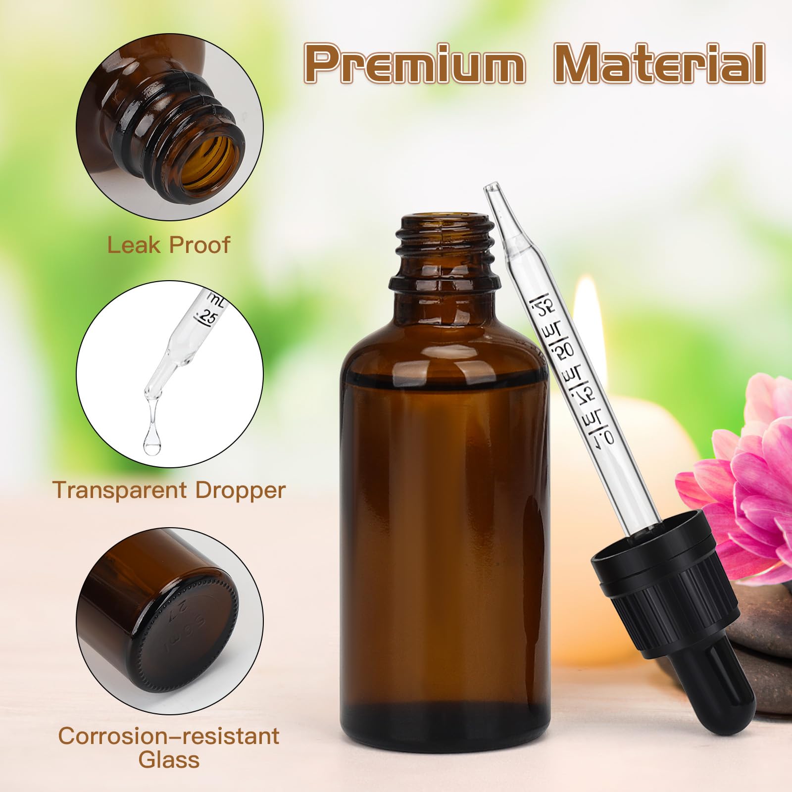 K-Amakah Pipettenflaschen 2er Set 30ml - Braunglas Flaschen Für Öle Und Seren