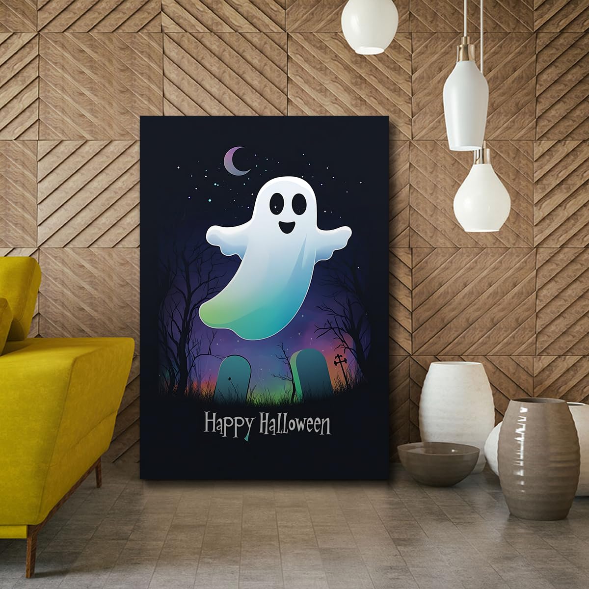 Via Vela Happy Halloween słodki duch obraz na płótnie pokój zabaw dekoracja 60 x 90 cm