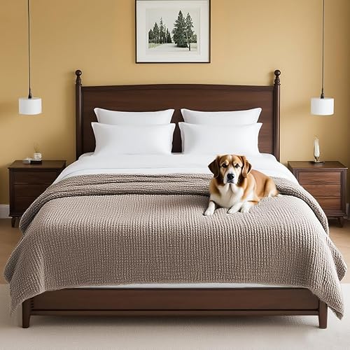 Miniatura 8 de H.VERSAILTEX Funda de felpilla de felpa para cama de perro, funda gruesa y suave para sofá biplaza de 2 cojines, antideslizante, resistente al agua,