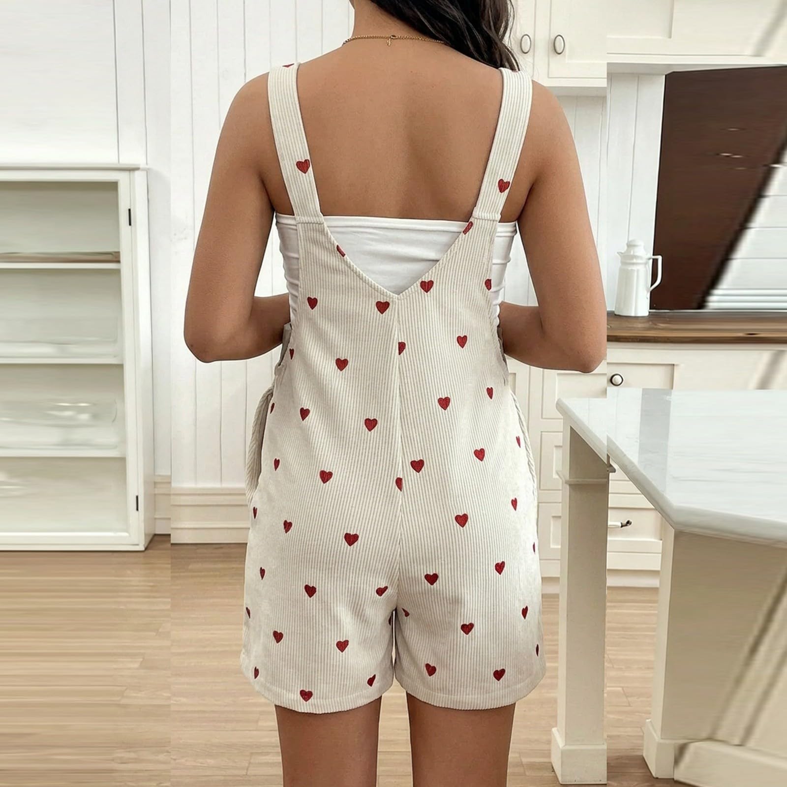 Générique Salopette Short en Jean pour Femme Enceinte, Taille Ajustable avec Ceinture élastique, imprimé Floral décontracté, idéale pour l'été et Les Sorties en Plein air