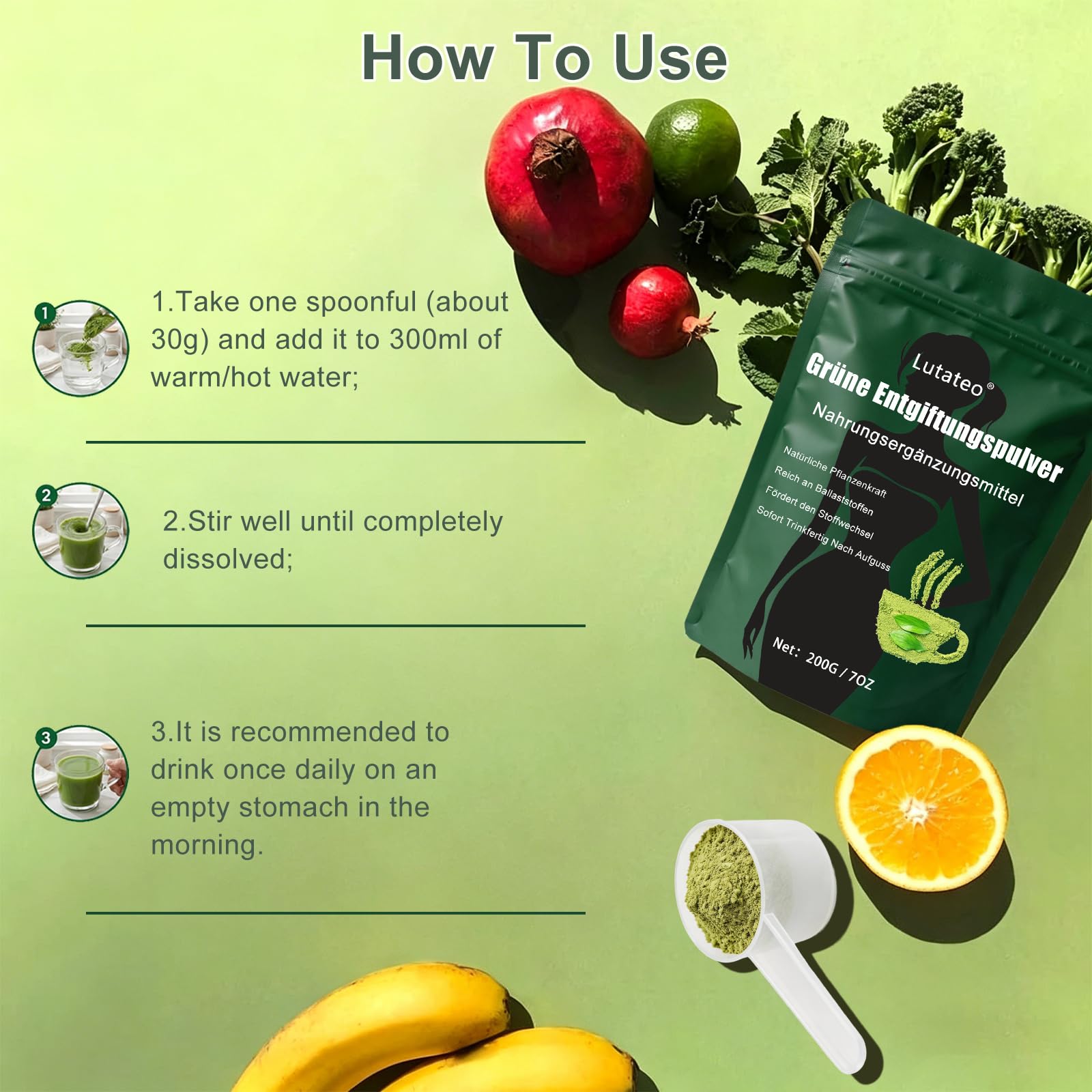 Grüne Entgiftungspulver,Grünes Superfood Entgiftungspulver Helfer,Greens Pulver Helfer,200g Grüne Balance Stoffwechsel-Pulver,Stoffwechsel Helfer Für Energie & Wohlbefinden Und Sorgt Für Sanfte Pflege